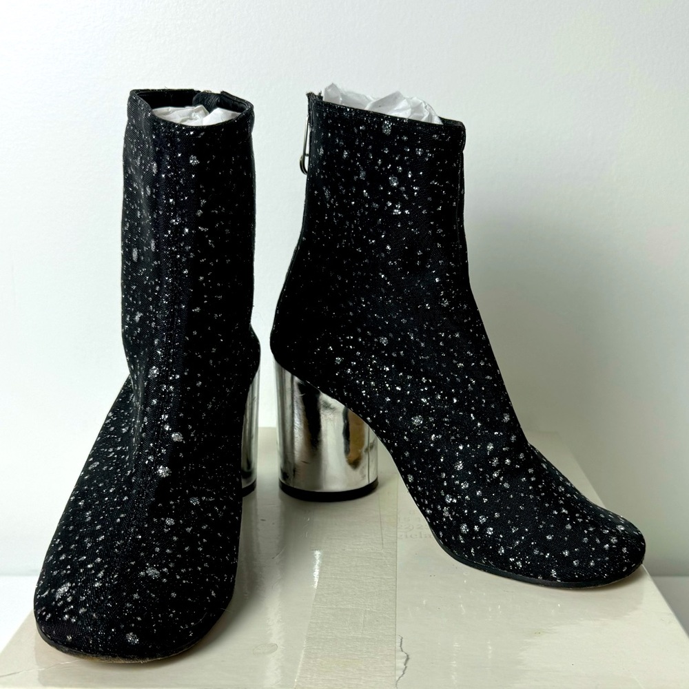 Maison Martin Margiela Size 38 Black Glitter Ankle Boots